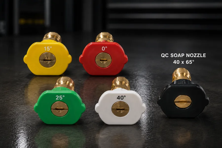 Landa quick-connect nozzle angle guide — 0°, 15°, 25°, 40° and soap tips