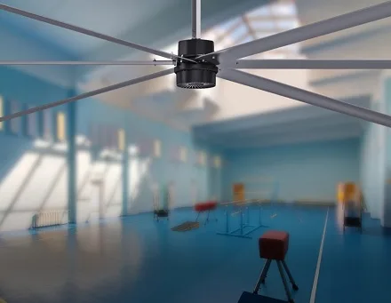 HVLS fan in a gymnasium